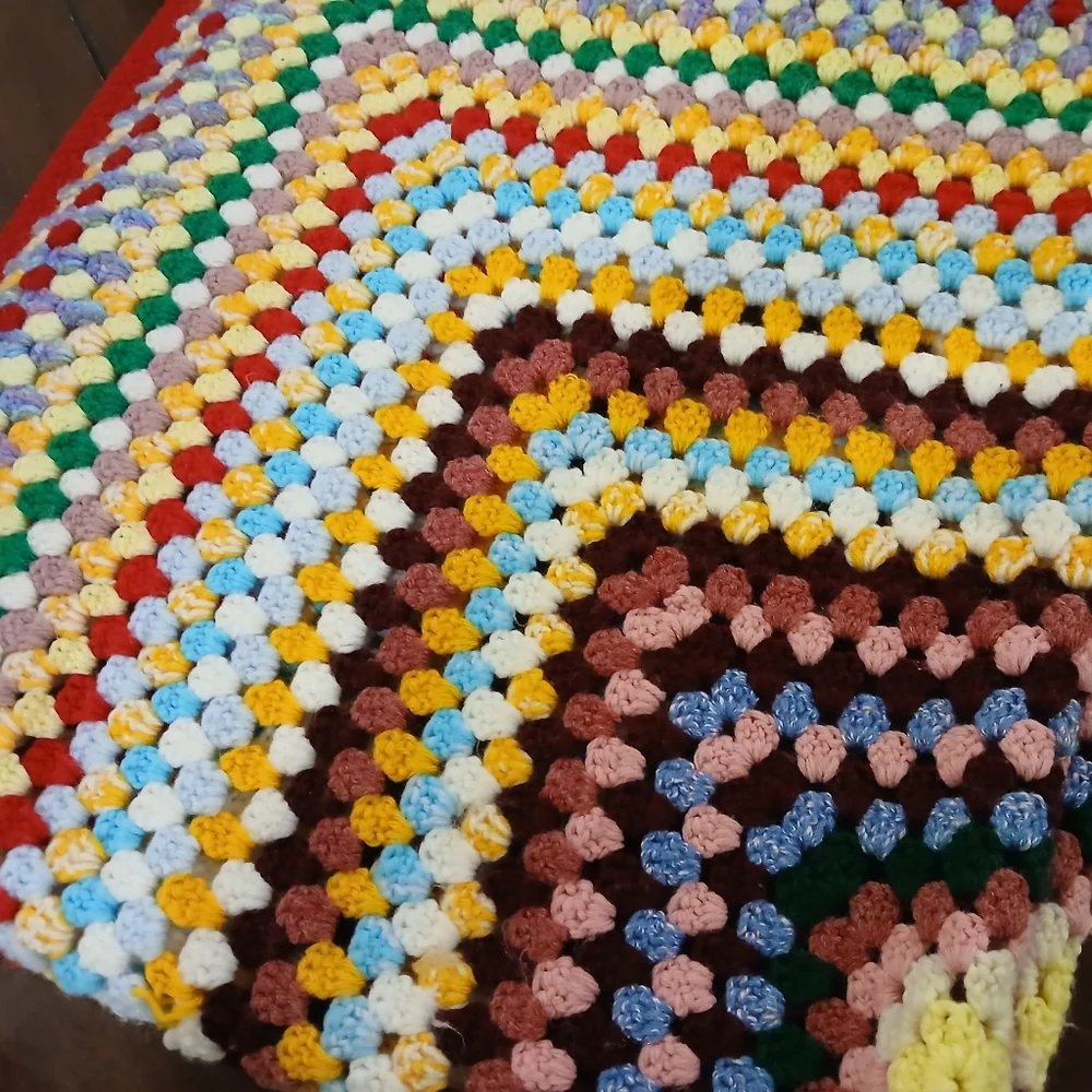 Vintage Colorful Crochet Spirak Granny Square Blanket - Picture 5 of 5